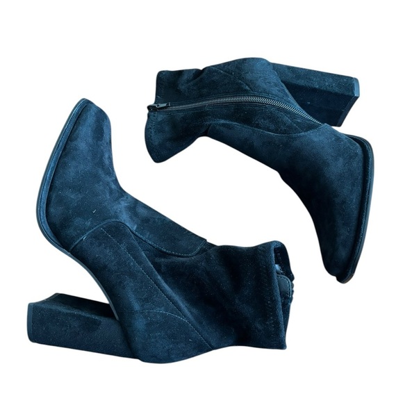 NWT Aqua Black Suede Block Heel Square Toe Bootie Size 3.75 Inch Heel Size 6.5 - Picture 9 of 10